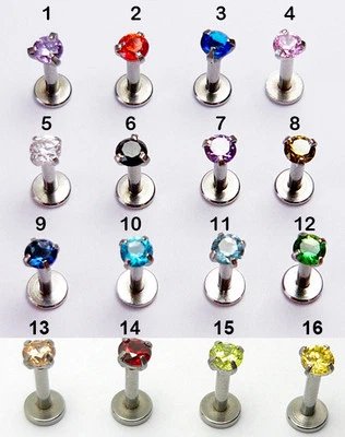 Lippenpiercing Ohrpiercing Labret Ohrstecker Helix Tragus Ohr Zikonia Kristall - Bild 1 von 2