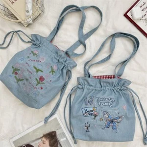 Cartoon Embroidery Bucket Bag Korean Style Cute Shoulder Bag Outdoor - Picture 1 of 15