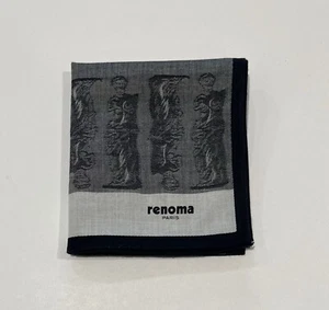 Men Handkerchiefs Renoma Paris Vintage Venus Art Gray Pocket Square Cotton 17" - Picture 1 of 5