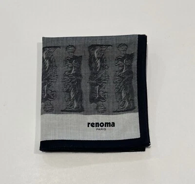 Men Handkerchiefs Renoma Paris Vintage Venus Art Gray Pocket Square Cotton 17" - Image 1 of 4