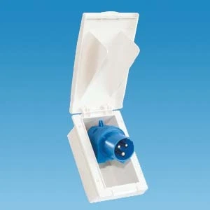 MAINS 230V 16A FLUSH INLET SOCKET WHITE CARAVAN CAMPER MOTORHOME HORSE BOX IP44  - Image 1 of 2