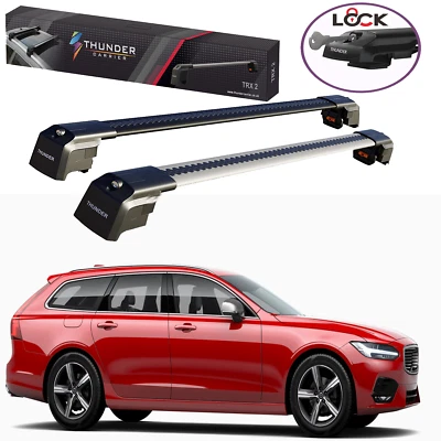 Roof Racks Cross Bars For Volvo V90 Wagon 2017 2025 Alum Black-Gray Anti-Theft Foto 1 de 4