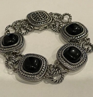 Pulsera Imán Park Lane Plata y Ónix Negro con Gancho de Seguridad Excelente Estado Foto 1 de 3