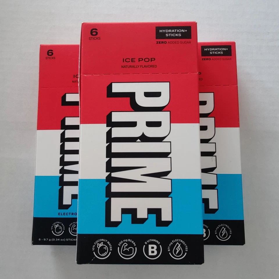 Prime Hydration Sticks Ice Pop Flavor 6 Sticks Expires 6/25