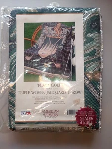 Vtg American Weavers "Plaid Golf" Triple Woven 50" x 60" Throw New Made In USA - Picture 1 of 2