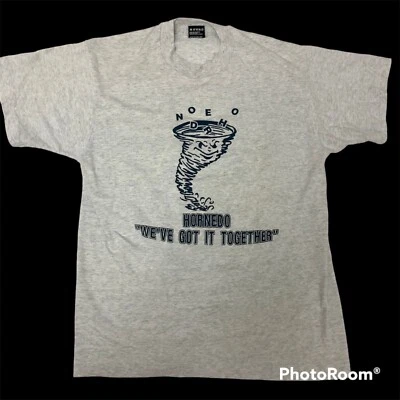 Vtg 80 90's HEATHER Gray HORNEDO School EL Paso Tx Graphic 50/50 T Shirt L - Image 1 of 4