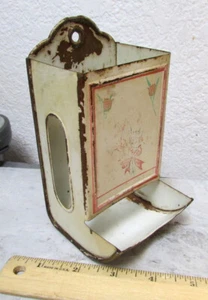 Vintage Wandmontage Metall Streichholzhalter, verblasstes Frontbild, schönes Küchendekor - Bild 1 von 5