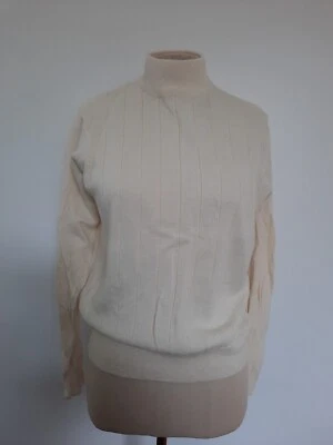 Suéter Tejido De Colección Jennifer Moore Talla L Mangas Largas Cuello Simulado Mezcla de Lana Marfil Foto 1 de 4