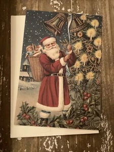 Tarjeta de felicitación RARA Premium vintage victoriana antigua Papá Noel Papá Noel - Imagen 1 de 5