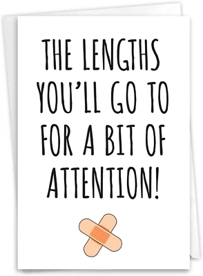 Funny Get Well Greeting Card W/ 5 X 7 Inch Envelope (1 Card) Lengths You'Ll Go C - Image 1 of 4
