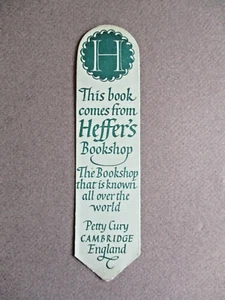 Vintage BOOKMARK Heffer's Bookshop Petty Cury CAMBRIDGE Dark Green - Foto 1 di 2