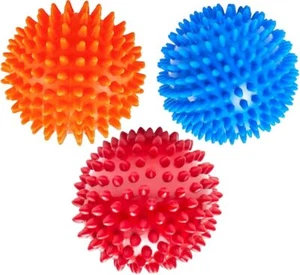 3er Pack stachelige harte Massagebälle, Massagerollen 1 * blau, 1 * rot, 1 * orange - Bild 1 von 2