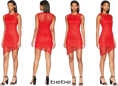 Vestido Bebe Asimétrico Encaje Cóctel Fiesta Dobladillo Diagonal Clásico Rojo Fresa Foto 1 de 4