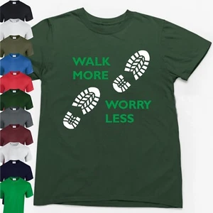 CAMISETA WALK MORE PREOCUPA MENOS Caminar Senderismo Pies Divertido Eslogan Novedad Para hombres Top - Imagen 1 de 24
