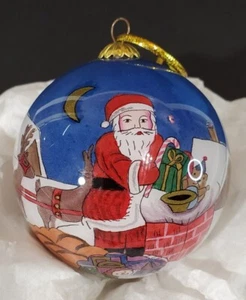 Li Bien Pier 1 Importe bemalt innen Kunst Glasornament Weihnachtsmann Rentier 1998 - Bild 1 von 8