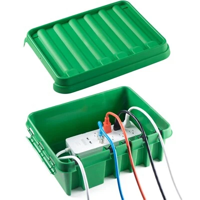 Original Weatherproof Connection Box - Electrical Power Cord Enclosure - Green - Image 1 of 4