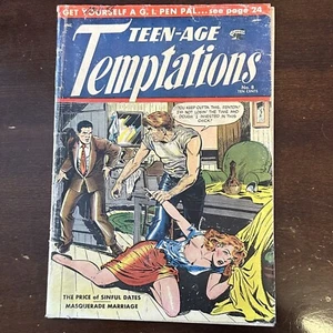 Teen-Age Temptations #8 (1954) - ¡Cubierta de Matt Baker! ¡Buen arte de chica! GGA! - Imagen 1 de 12