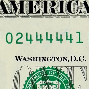 Five in a Row 4s Uncirculated 44444 UNC Fancy Serial Number Dollar Free Shipping - Picture 1 of 6