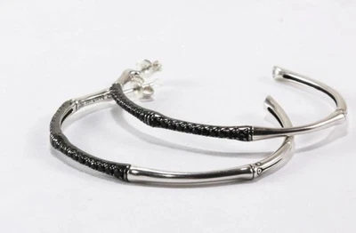 JOHN HARDY BAMBÚ PLATA ESTERLINA 925 con PENDIENTES ARO ZAFIRO NEGRO, 1,94 PULGADAS Foto 1 de 4