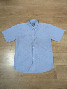 Vintage 90s Kenzo Paris Button Down Shirt Blue Check Short Sleeve Size L Pocket - Picture 1 of 9