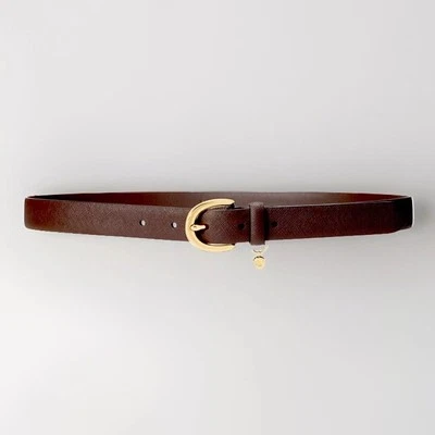 Cinturón de cuero para mujer Lauren Ralph Lauren Charm Crosshatch talla M marrón nuevo con etiquetas Foto 1 de 4