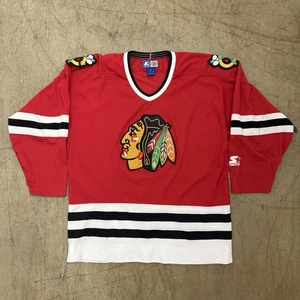 Vintage 90s Chicago Blackhawks Starter Jersey Mens Size XL Blank Hockey - Picture 1 of 10