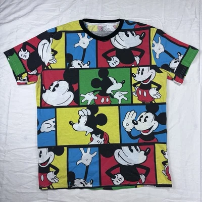 Camiseta con estampado completo de Mickey Mouse XL extra grande camiseta gráfica AOP bloques de colores Foto 1 de 4