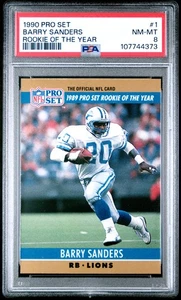 1990 Pro Set #1 Barry Sanders Novato del Año PSA 8 - Imagen 1 de 2