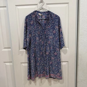 Vestido túnica estampado floral Natalie Martin para mujer talla L azul rosa - Imagen 1 de 10