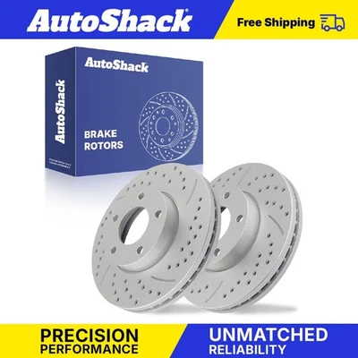 Front Drilled Slotted Brake Rotors Pair for Mazda 3 Sport 2004-2013 3 2.0L - Imagem 1 de 4