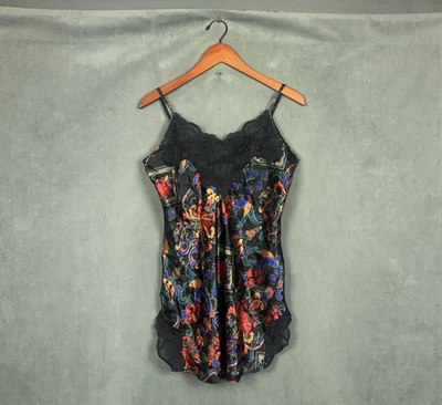 Babydoll Vintage Victoria’s Secret Etiqueta Dorada Slip Negro Paisley Encaje Talla M Foto 1 de 4