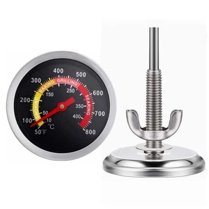 2 Pack BBQ Grill Temperature Gauge, 2-3/8 inch Barbecue Black, Silver  - Picture 1 of 7