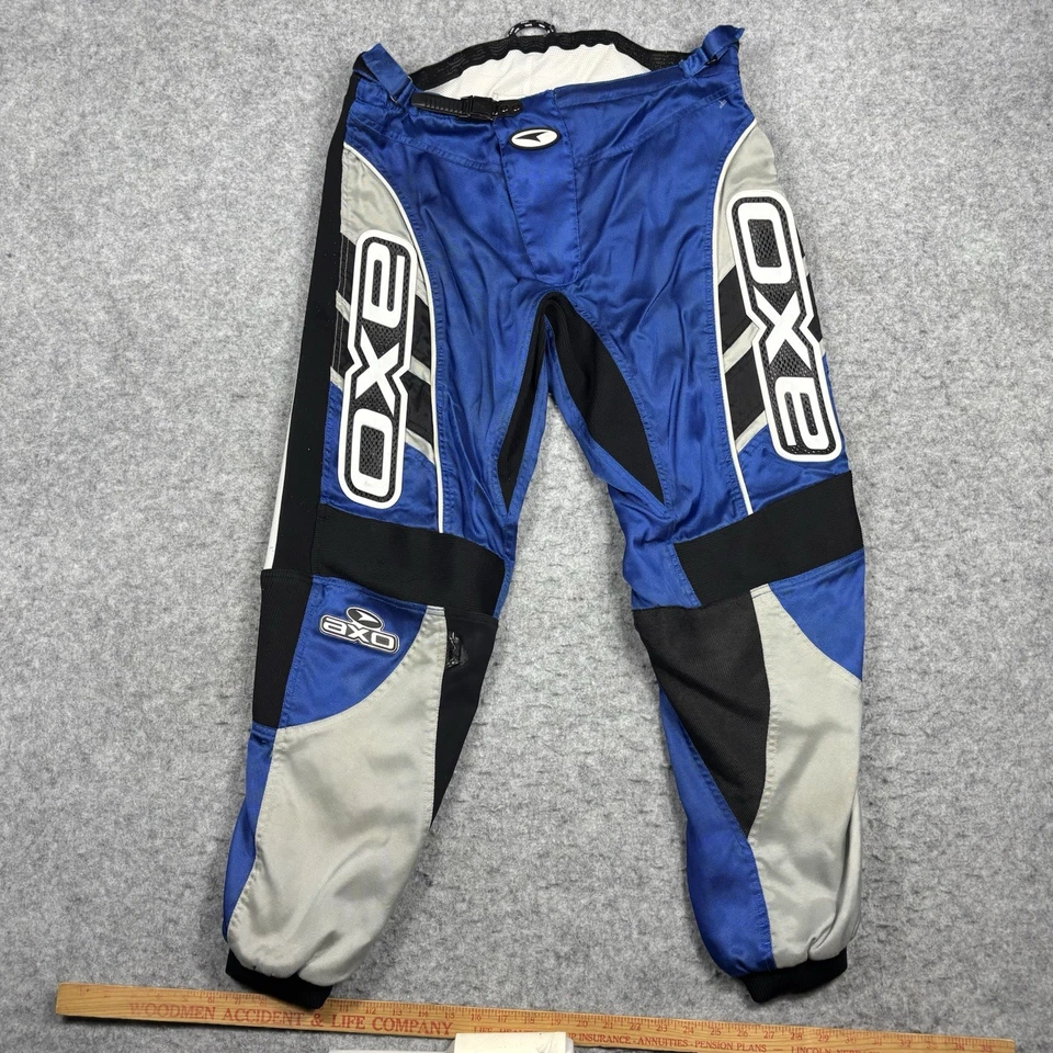 AXO Sport 男式 36x31 摩托车裤蓝色银色黑色 — 第 1/4 张图片