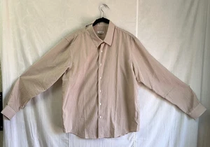 Sandro Paris Men's Button Up Long Sleeve Business Striped Beige Shirt SZ XXL - Picture 1 of 15