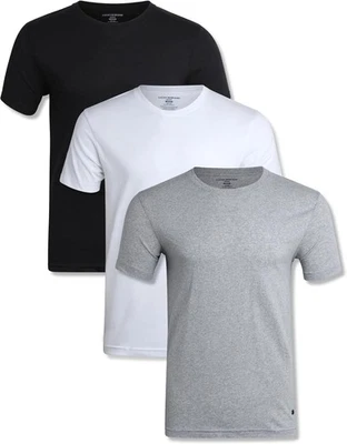 Camisetas interiores para hombre - Paquete de 3 camisetas interiores 100 % algodón cuello redondo y cuello en V para hombre -... Foto 1 de 4