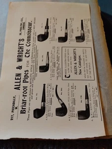 Sk228 Ephemera 1900er Bild Reklame Allen & Wright Pfeifen Tr32 - Bild 1 von 1