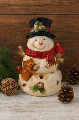 Schneemann Windlicht Heinz Teelichthalter Kerzenhalter  Weihnachten NEU - Bild 1 von 4