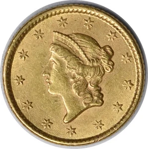 1853 $1 Gold Type 1 AU Uncertified #1252 - Picture 1 of 2