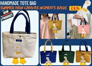 Women's Shopping Tote Bag Canvas Handbag Portable Shoulder Pocket Pouch UK Stock - Picture 1 of 13