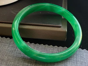 Brazalete Brazalete Certificado Grado Natural Verde Hielo Jadeíta Birmano 59MM4483 - Imagen 1 de 9