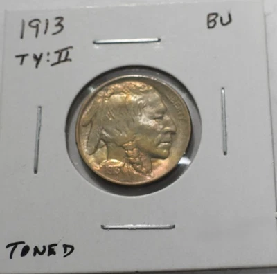 Níquel Buffalo Tipo II 1913 en estado sin circular con bonito tono (596) Foto 1 de 3