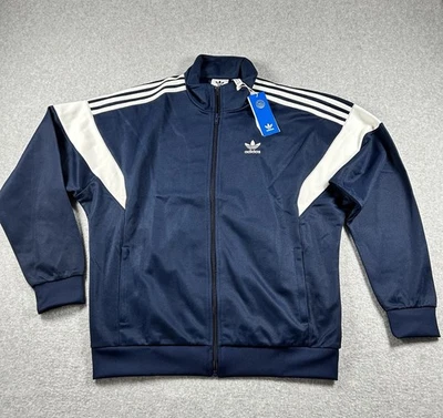 NUEVO CON ETIQUETAS Adidas Chaqueta de Pista Clásica Para Hombre Talla Pequeña Azul Marino FireBird Logo Retro Foto 1 de 4