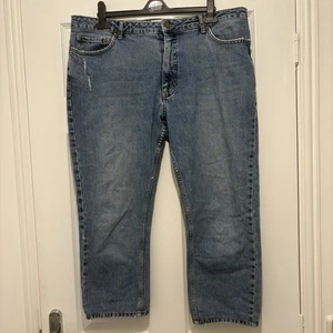 Ladies Hush Blue Distressed Embroidered Cropped Jeans - Picture 1 of 7