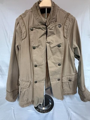 Women's Lightweight Canvas Open Front Military Style Jacket Brown 2X ANA - Image 1 of 4