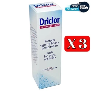Driclor Antiperspirant Roll On 75ml | Excessive Sweating Hyperhidrosis Pack of 3 - Picture 1 of 6