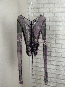 Womans Jean Paul Gaultier Extra Long Sleeve Mesh Multicolur Shirt Size M - Picture 1 of 17