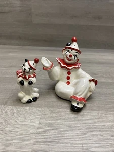 Japan Made Circus Clown & Dog Snuggle Salt & Pepper Shakers Vintage - Picture 1 of 16