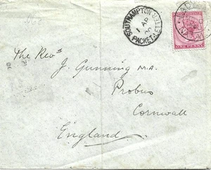 Burenkrieg 1900 Natal 1d Brief von Ladysmith über Southampton Paket nach Probus - Bild 1 von 2