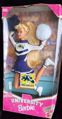 1996 University of Michigan Barbie Doll 17398 Special Edition  Cheerleader - Image 1 of 4