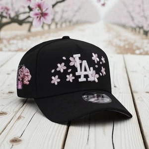 Los Angeles Dodgers Tokyo Series A-Frame Snapback Hat 9Forty Cherry Blossom Cap - Picture 1 of 7